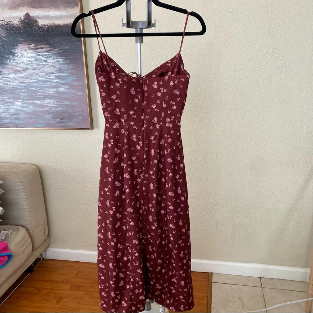 House Of CB Carina Wine Floral Bustier Midi Dress size XS NWOT - Picture 9 of 12
